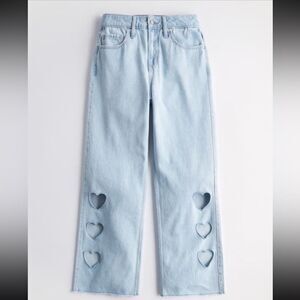 Hollister high rise vintage heart legs baggy jeans